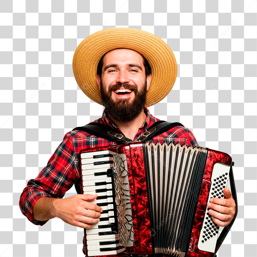 Homem com Sanfona PNG Transparente