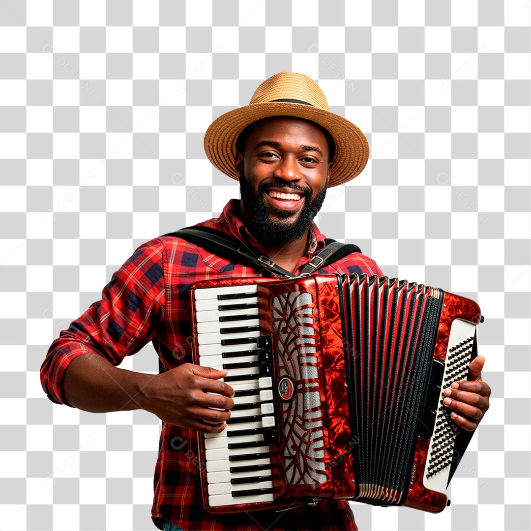 Homem com Sanfona PNG Transparente