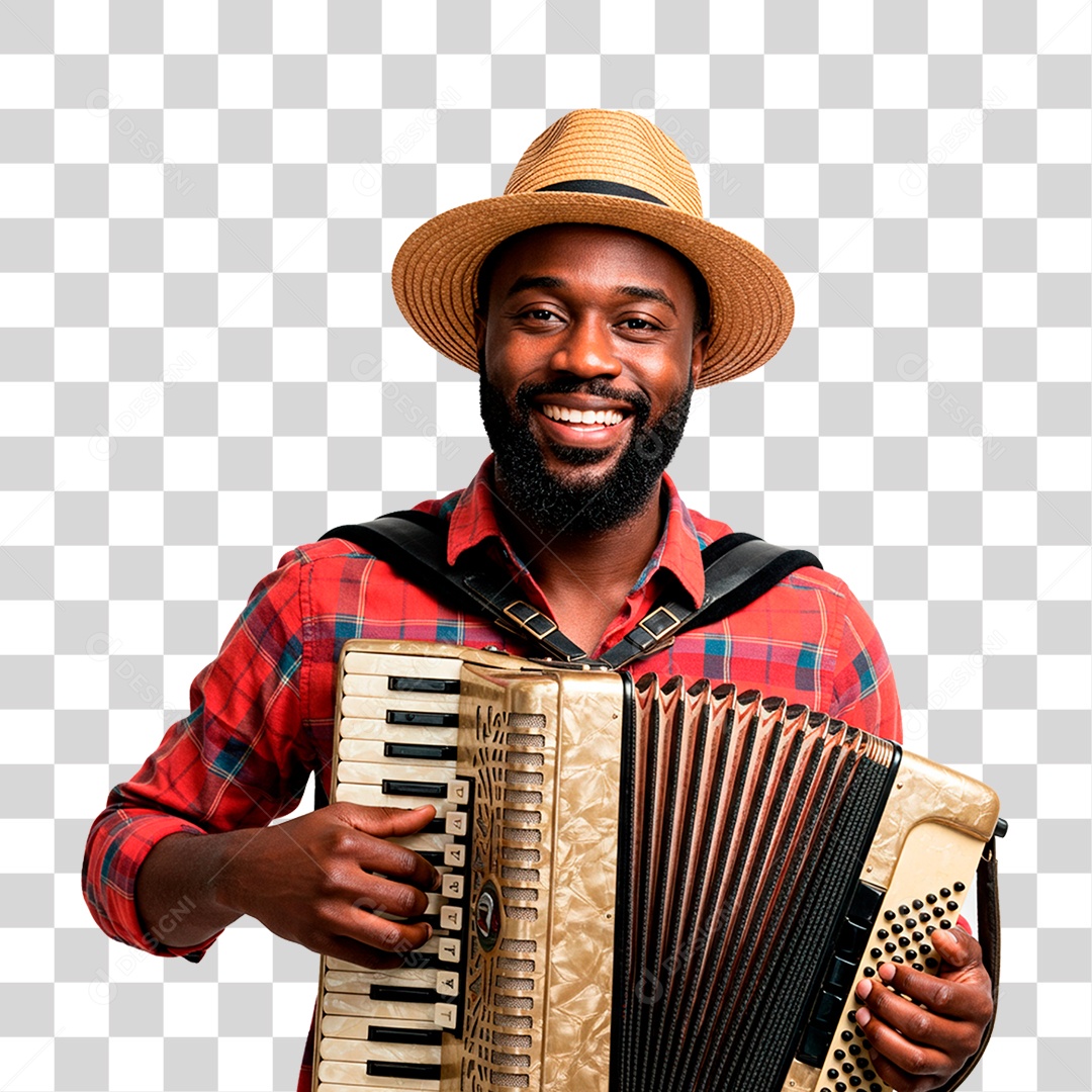 Homem com Sanfona PNG Transparente