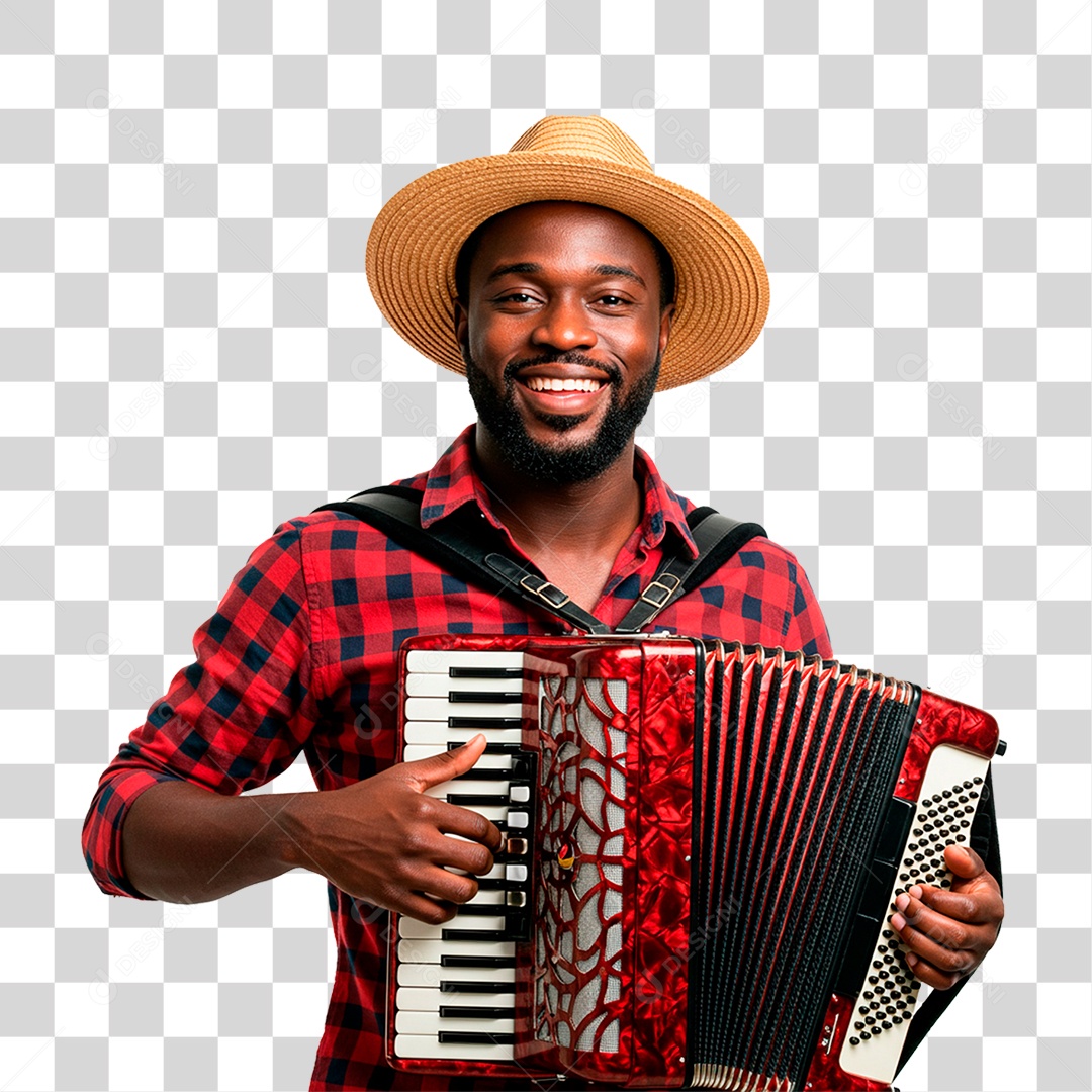 Homem com Sanfona PNG Transparente