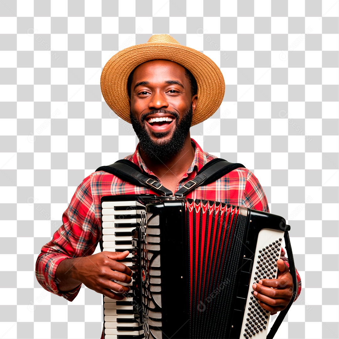 Homem com Sanfona PNG Transparente