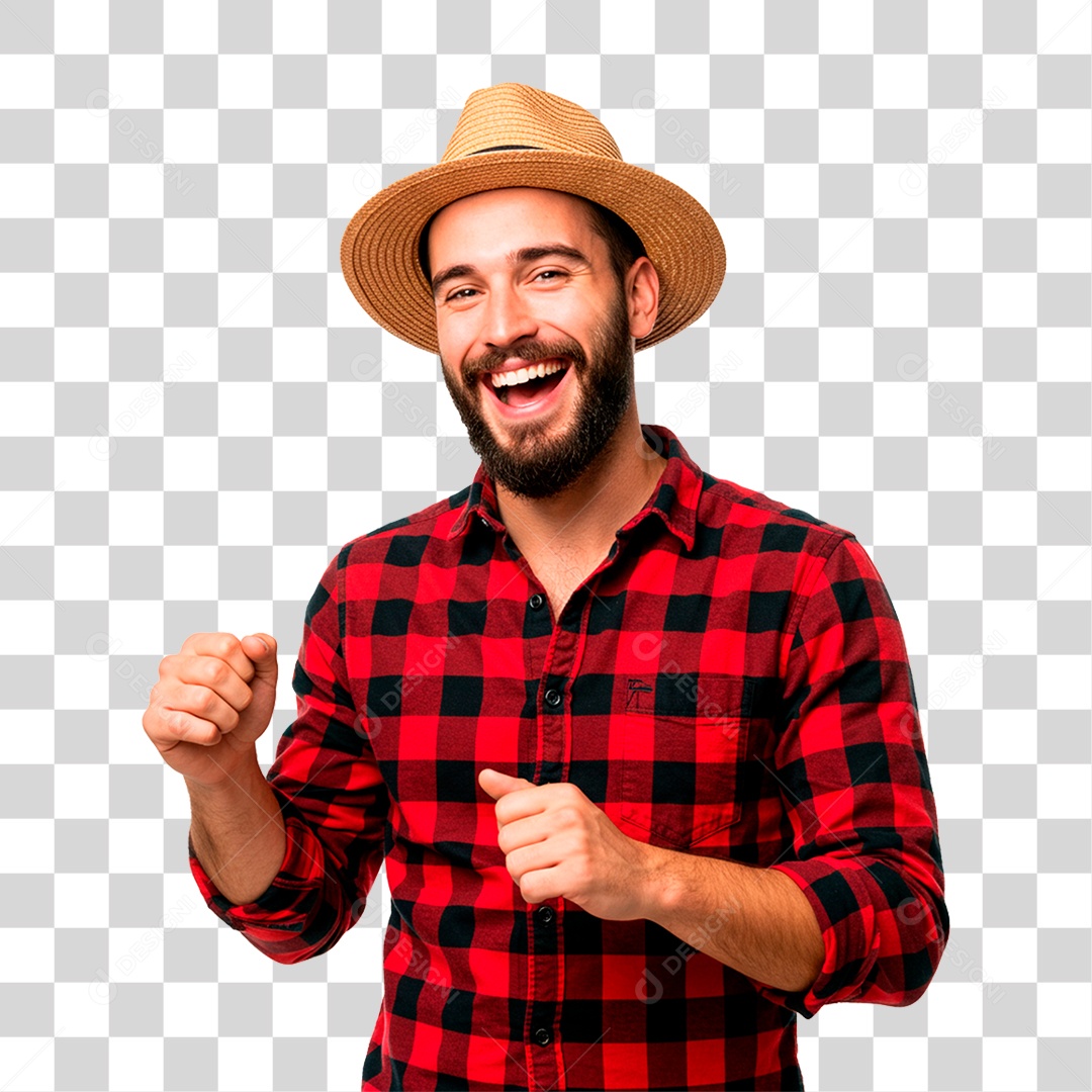 Homem com Roupa de Festa Junina PNG Transparente