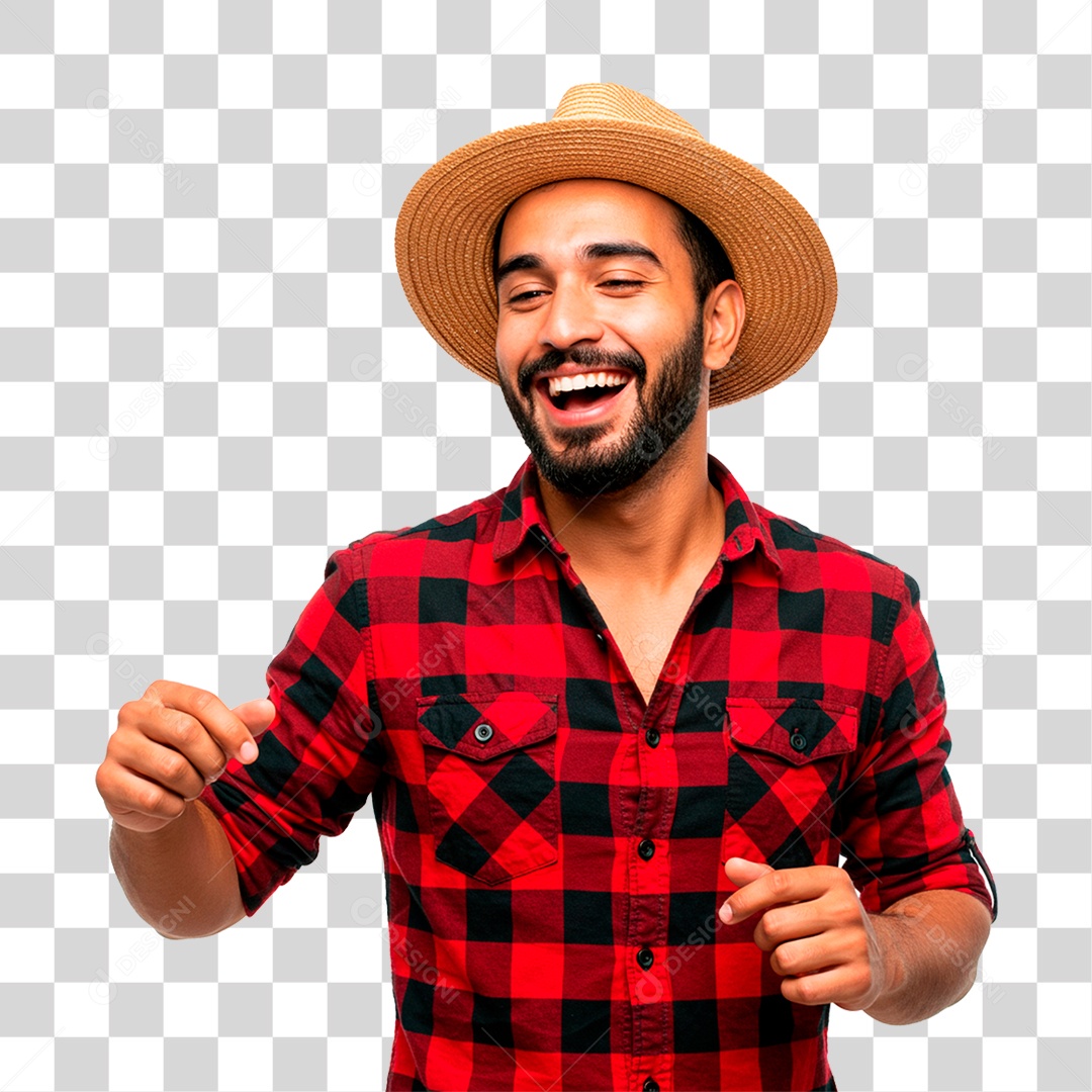 Homem com Roupa de Festa Junina PNG Transparente