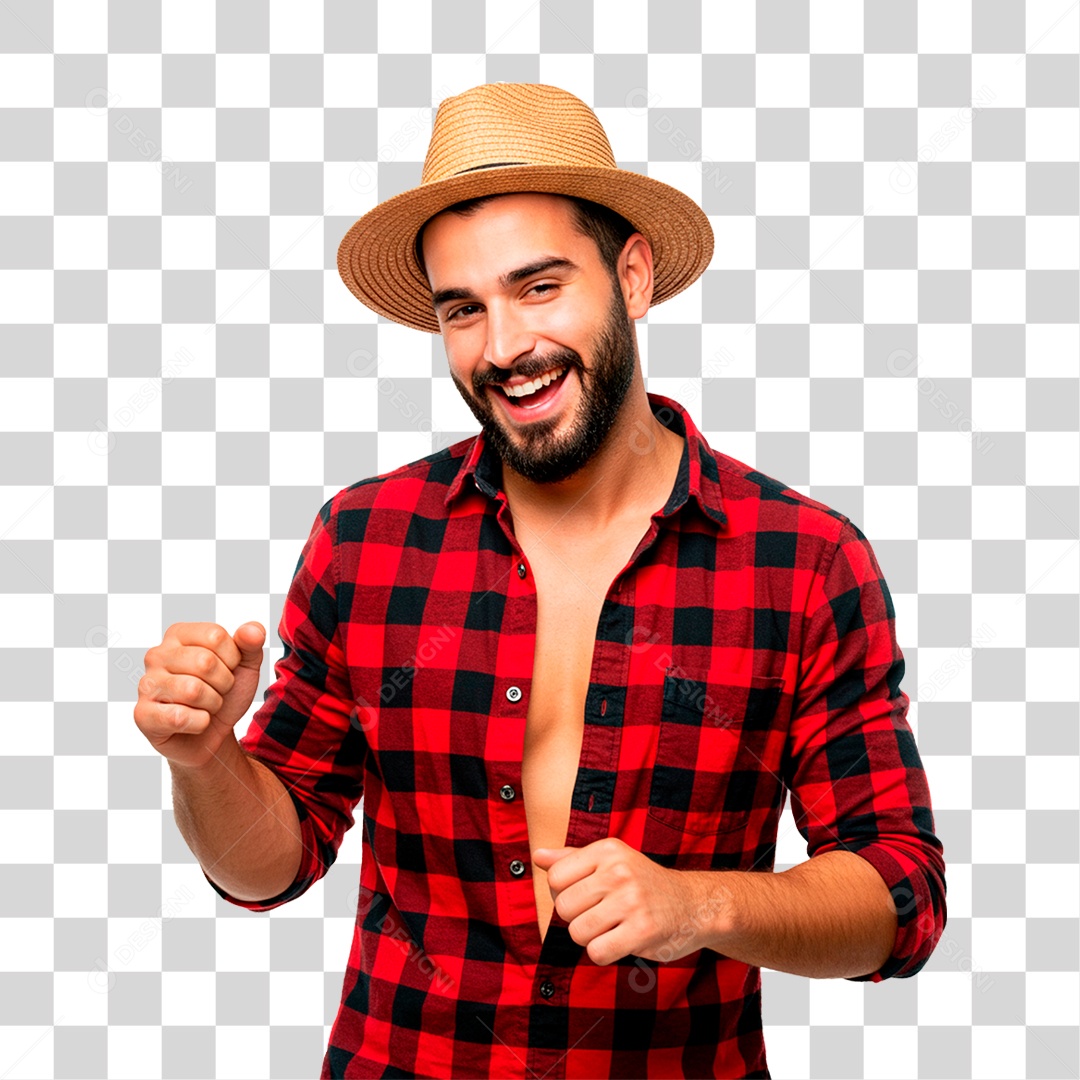 Homem com Roupa de Festa Junina PNG Transparente