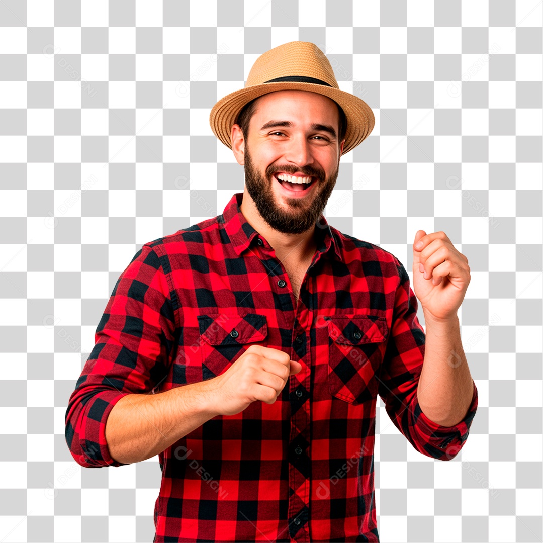 Homem com Roupa de Festa Junina PNG Transparente