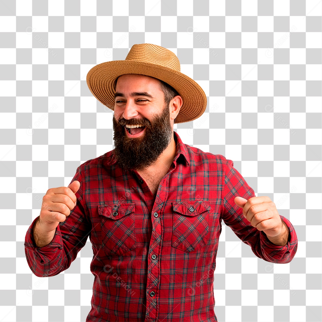 Homem com Roupa de Festa Junina PNG Transparente