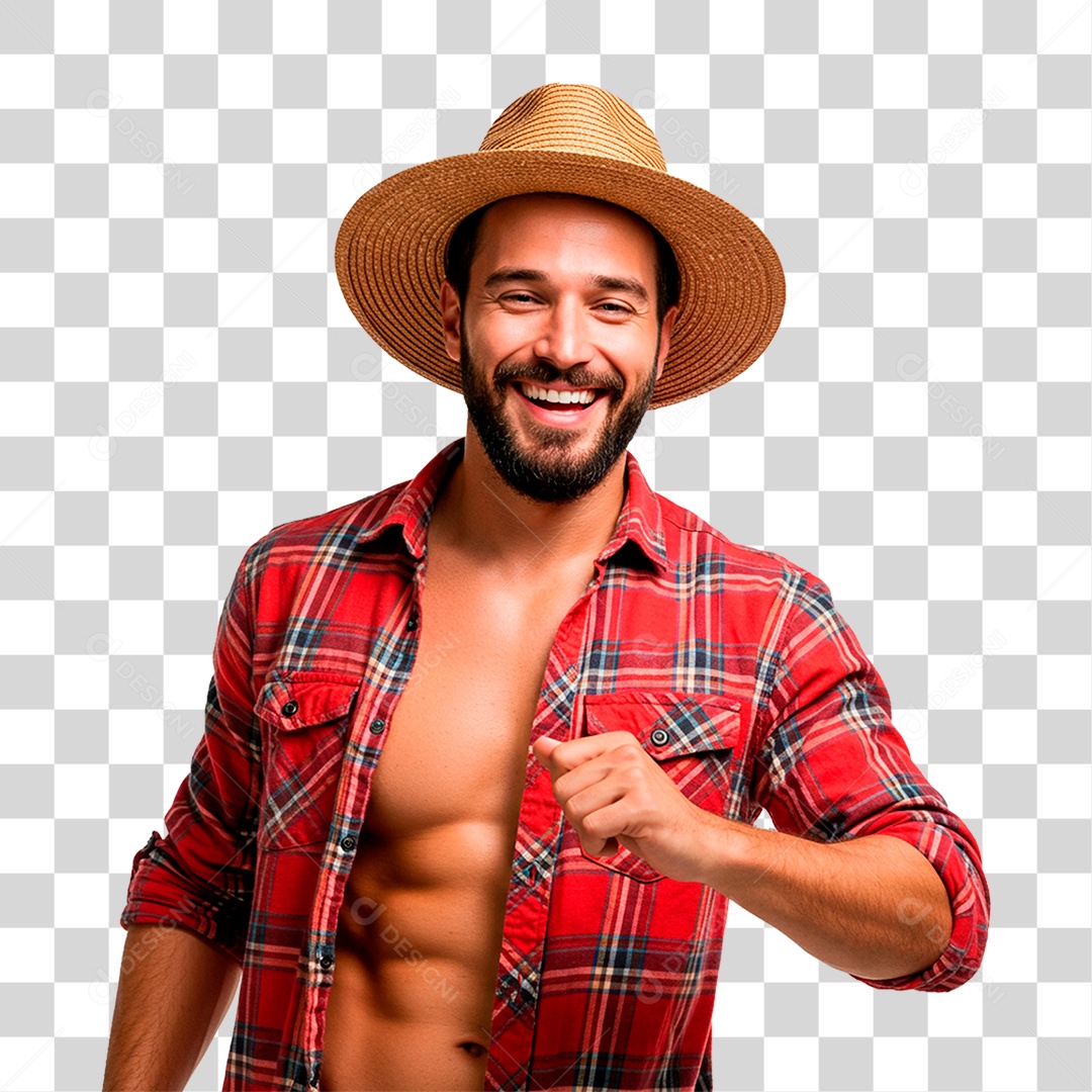 Homem com Roupa de Festa Junina PNG Transparente