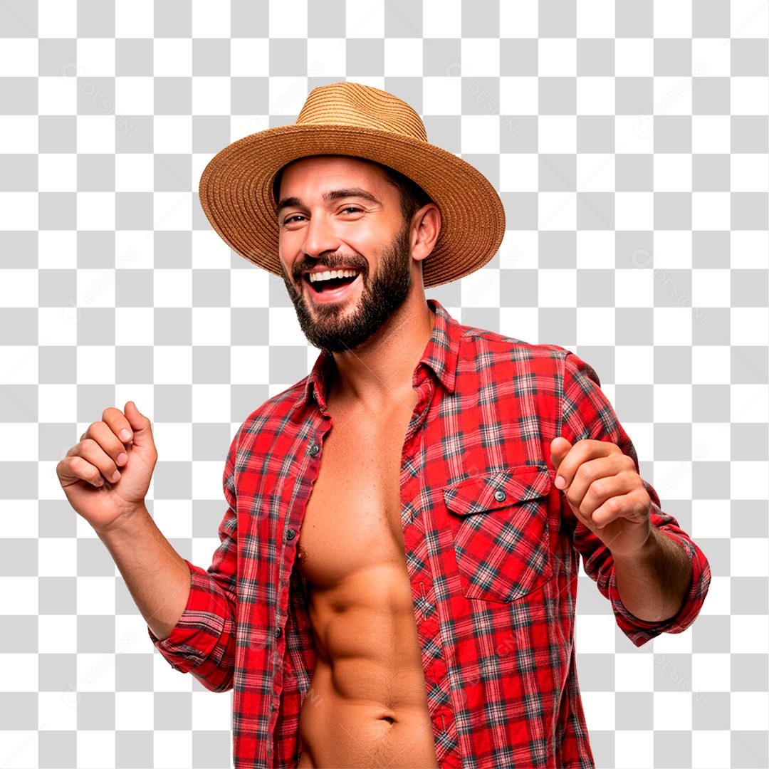 Homem com Roupa de Festa Junina PNG Transparente