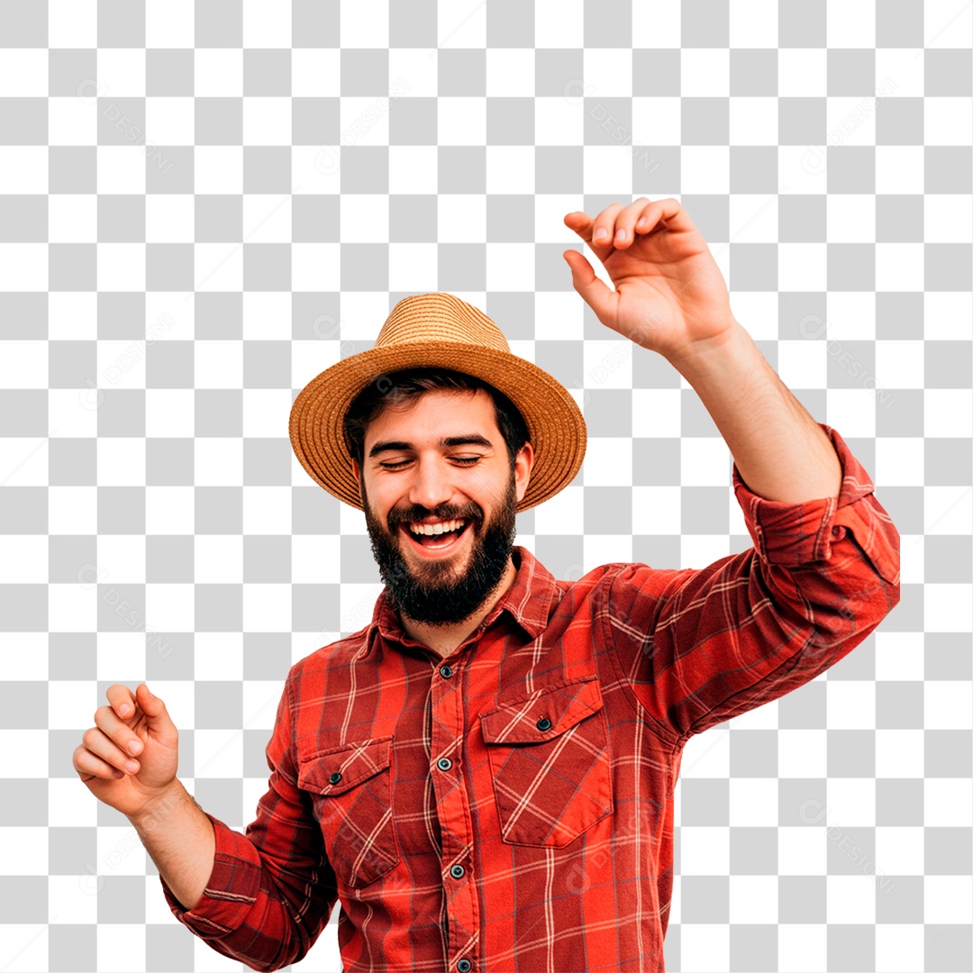 Homem com Roupa de Festa Junina PNG Transparente