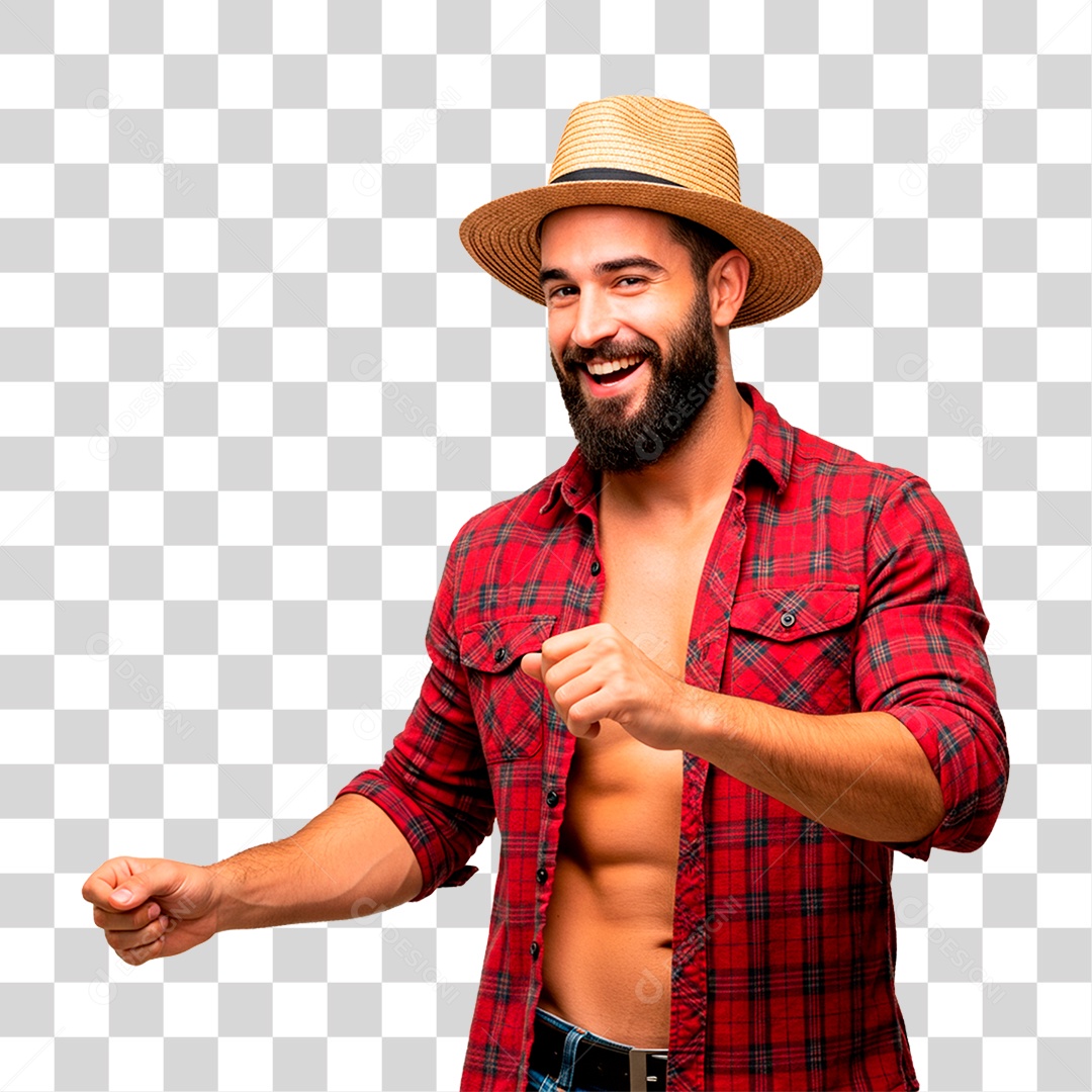 Homem com Roupa de Festa Junina PNG Transparente