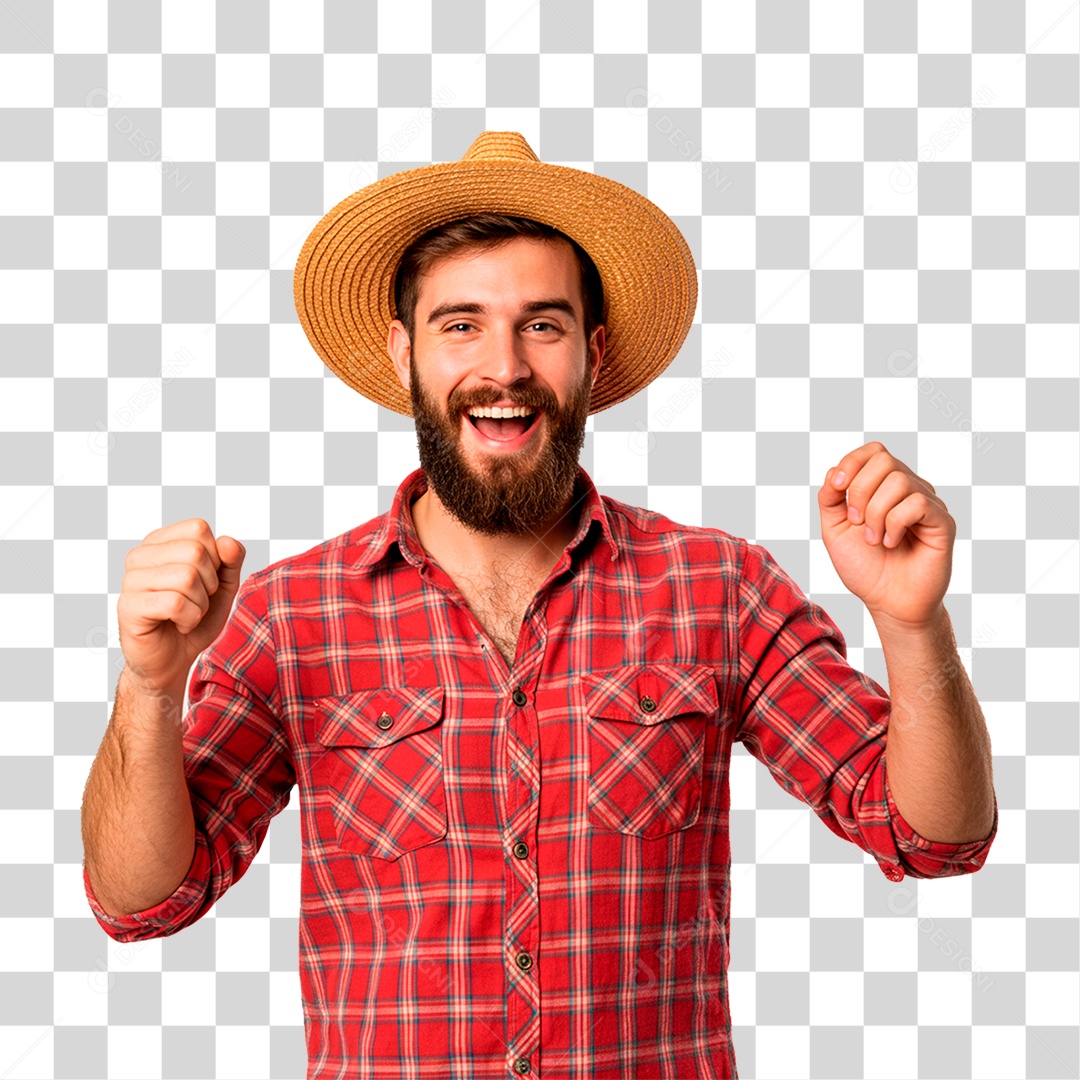 Homem com Roupa de Festa Junina PNG Transparente