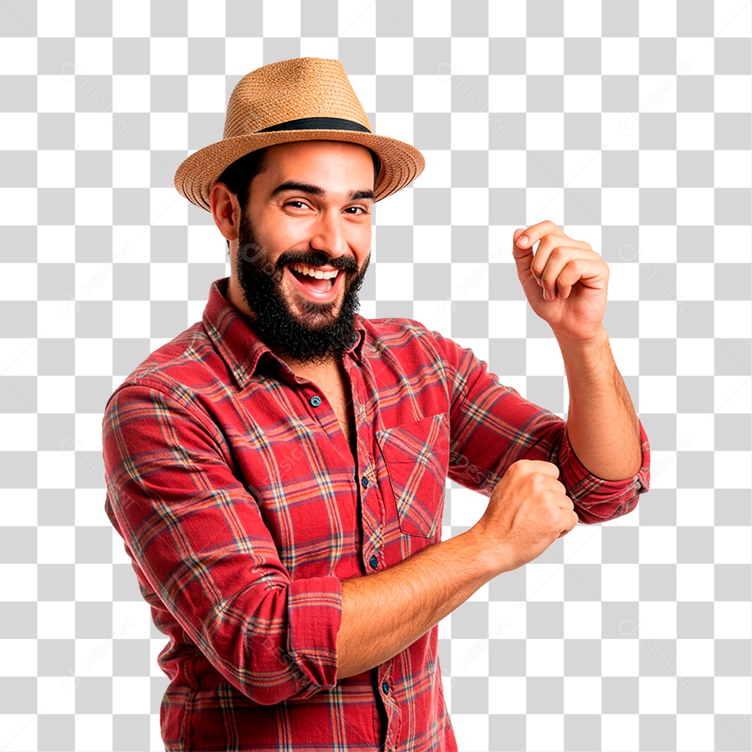 Homem com Roupa de Festa Junina PNG Transparente