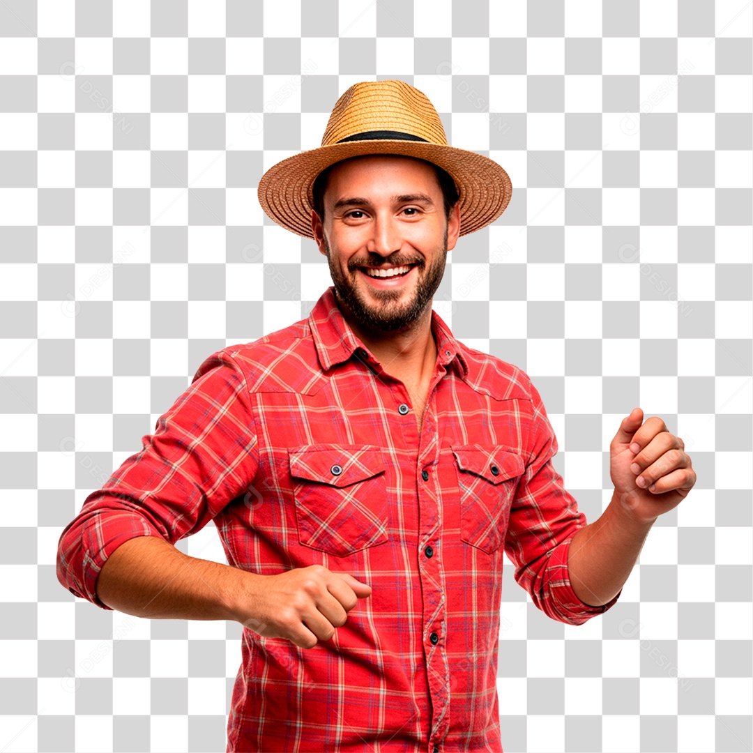 Homem com Roupa de Festa Junina PNG Transparente