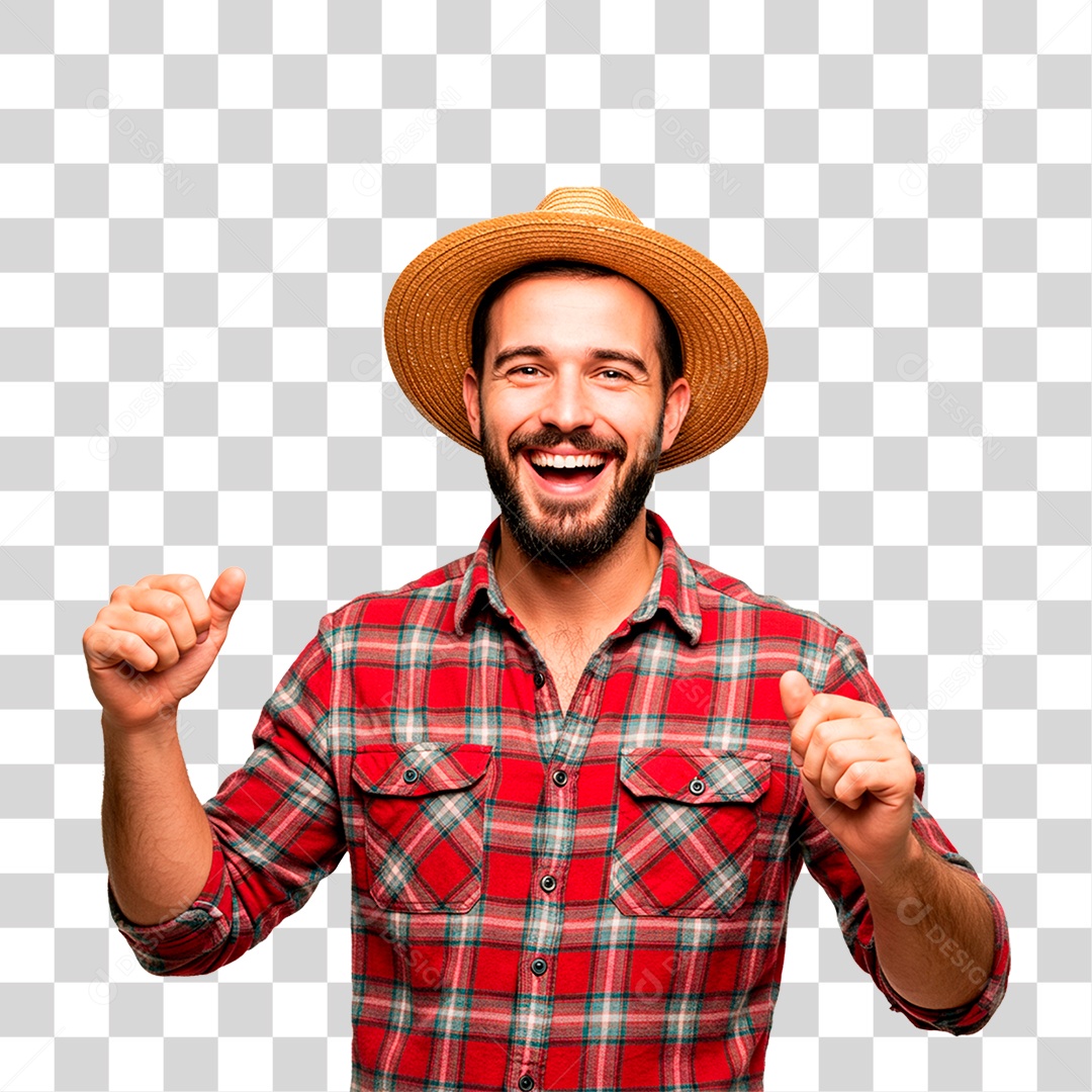 Homem com Roupa de Festa Junina PNG Transparente