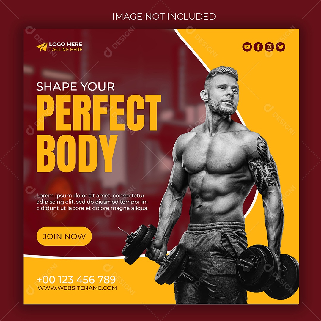 Academia Modele Seu Corpo Perfeito Social Media PSD Editável