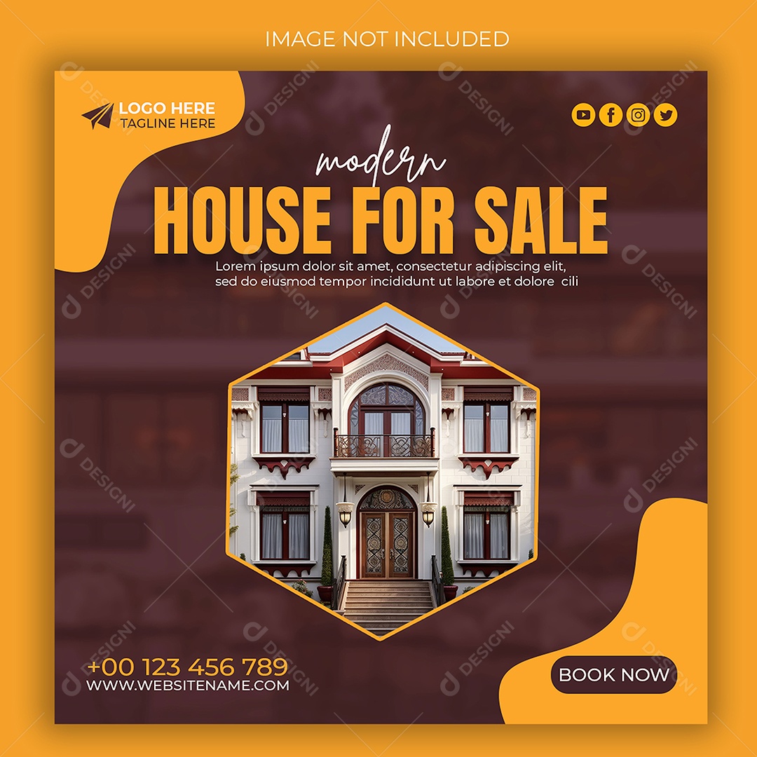 Imobiliária Casa Moderna à Venda Social Media PSD Editável