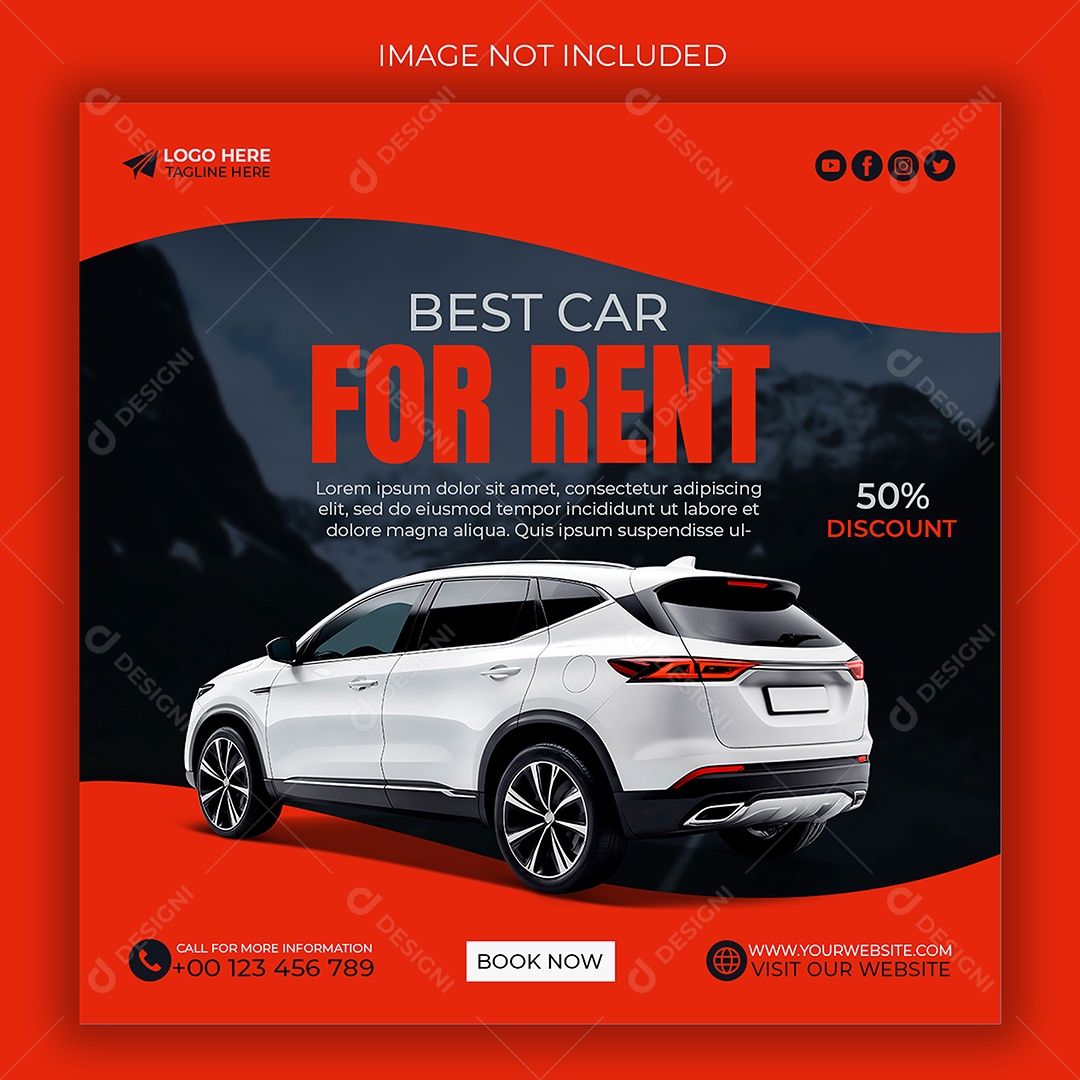 Locadora Melhor Carro Para Alugar Social Media PSD Editável