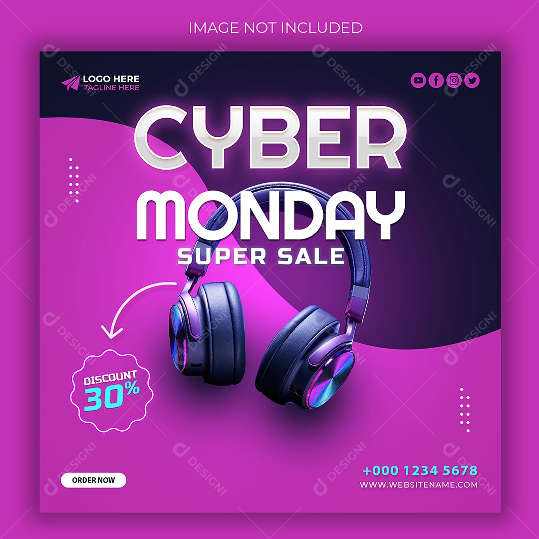 Loja de Eletrônicos Super Promoção da Cyber ​​Monday Social Media PSD Editável