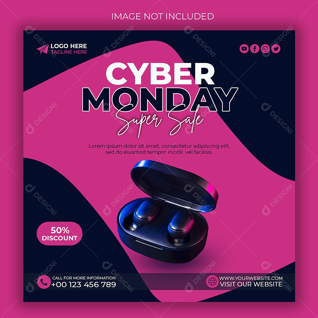 Loja de Eletrônicos Super Promoção da Cyber ​​Monday Social Media PSD Editável