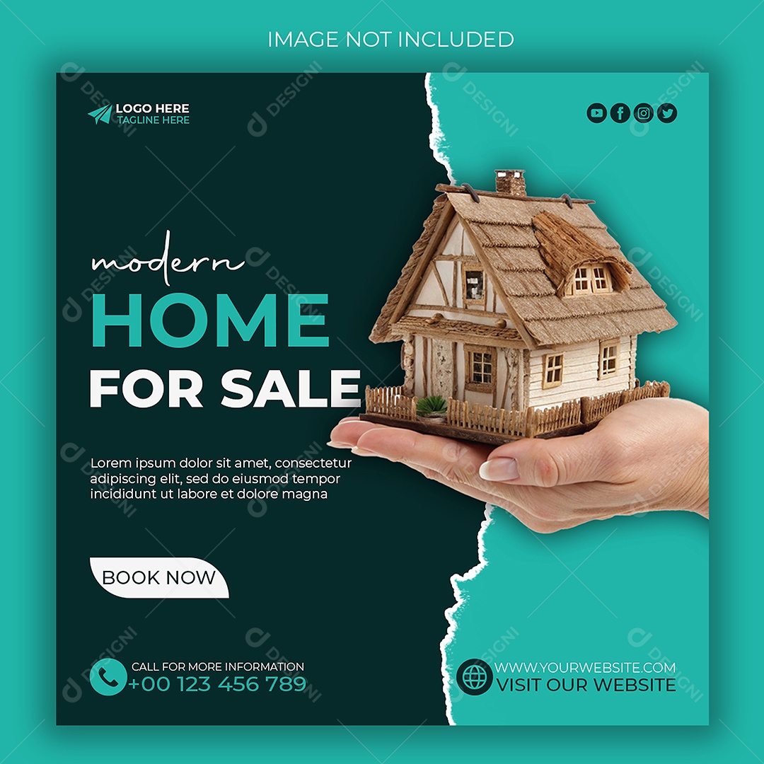 Imobiliária Casa Moderna à Venda Social Media PSD Editável