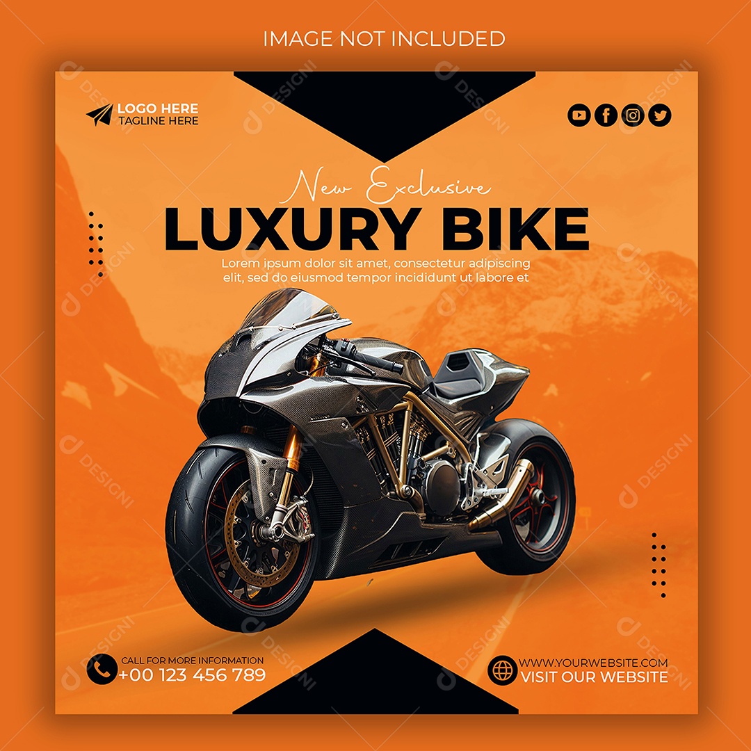 Concessionária Nova Bicicleta de Luxo Exclusiva Social Media PSD Editável