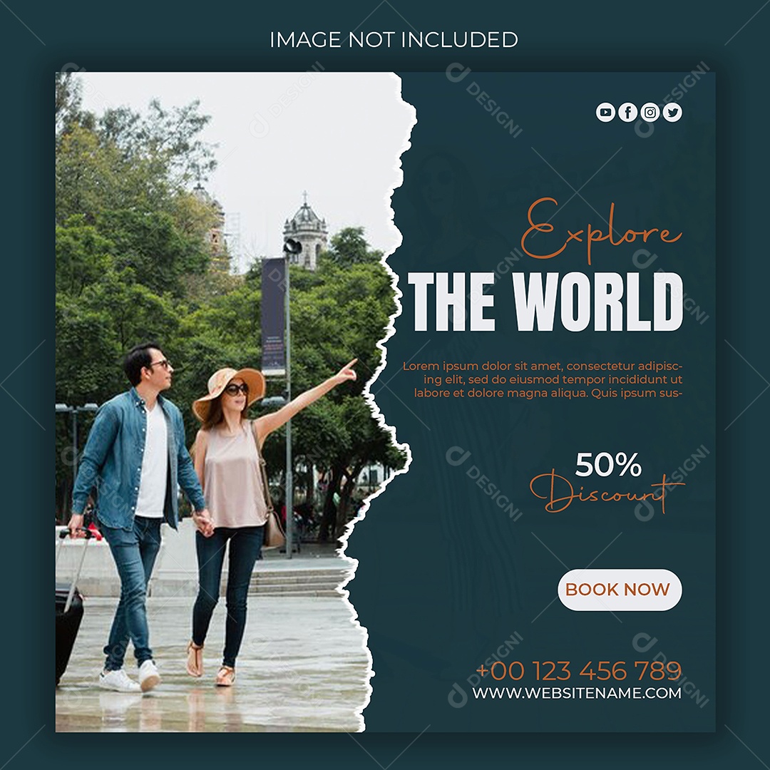 Agência de Viagens Explore o Mundo Social Media PSD Editável