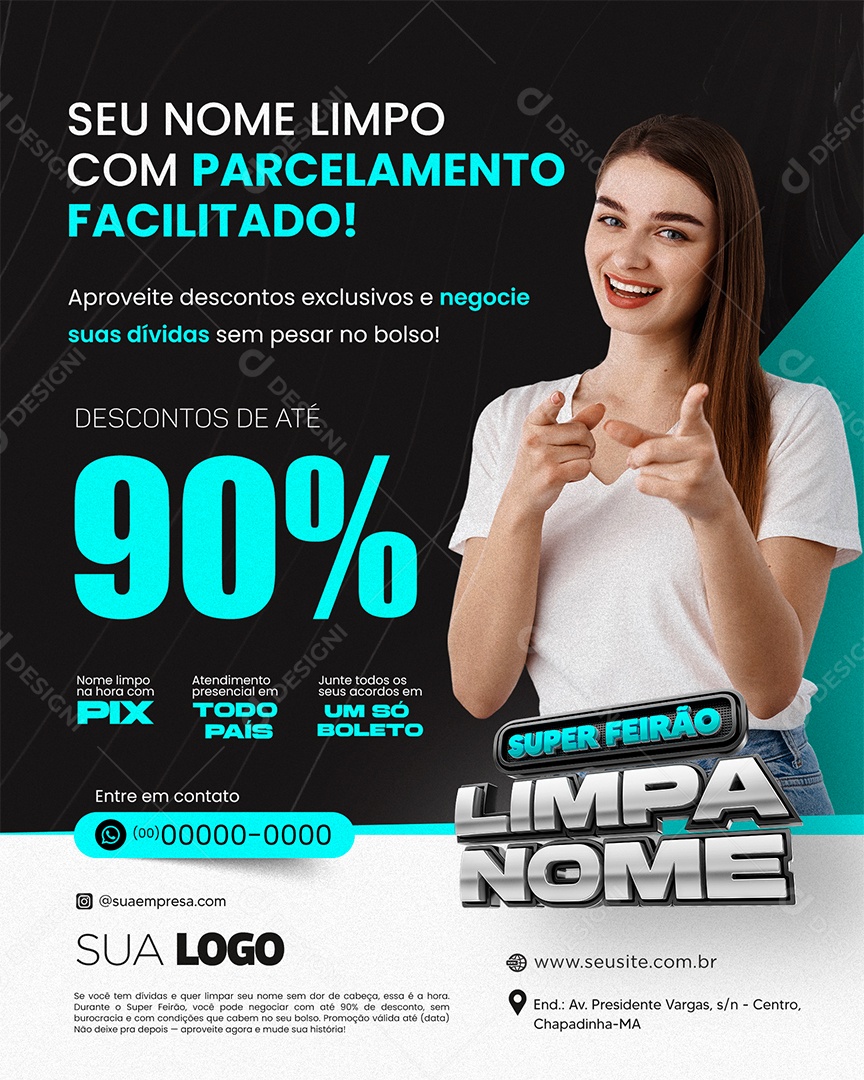 Limpa Nome Social Media PSD Editável