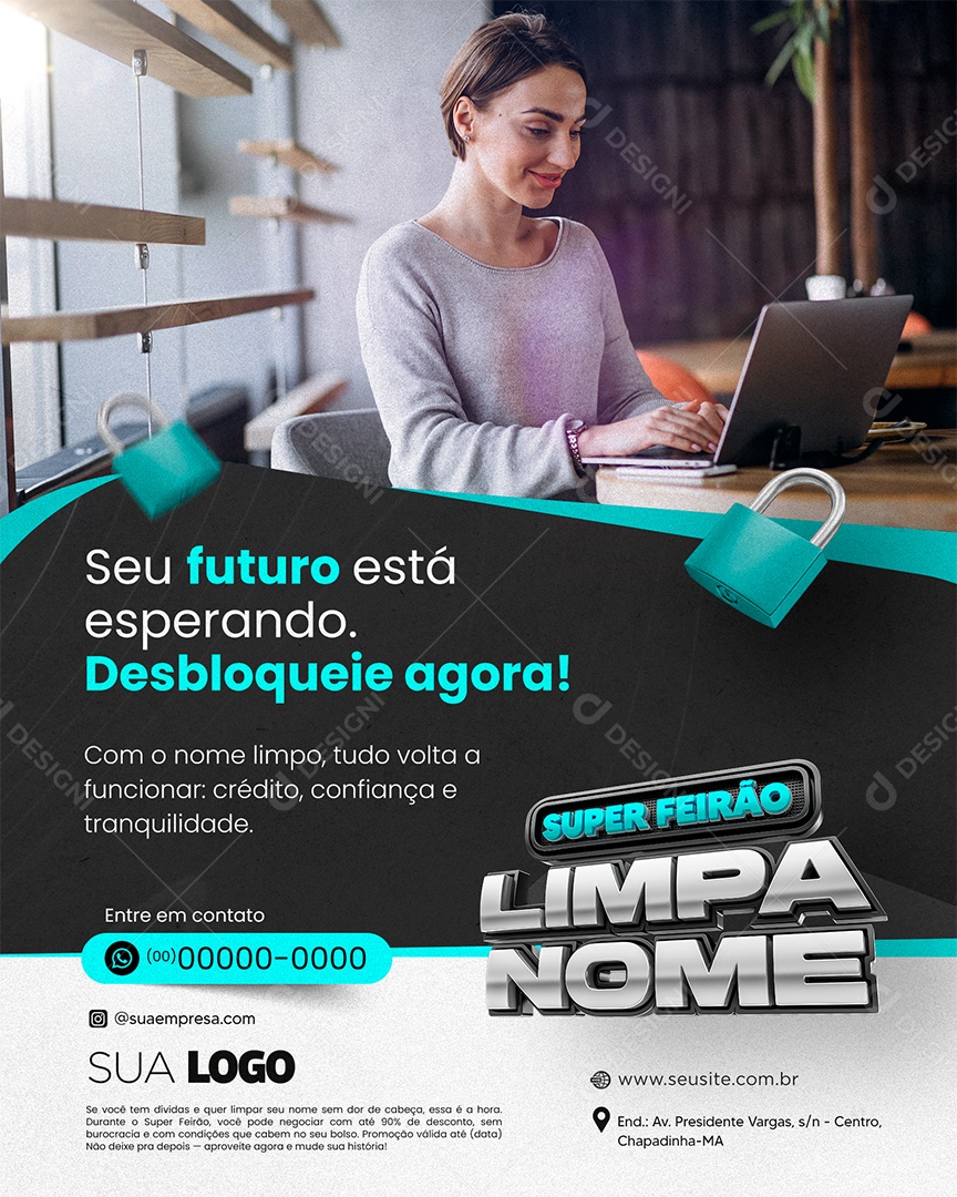 Limpa Nome Social Media PSD Editável