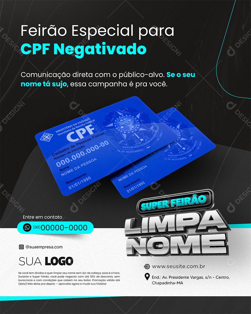 Limpa Nome Social Media PSD Editável