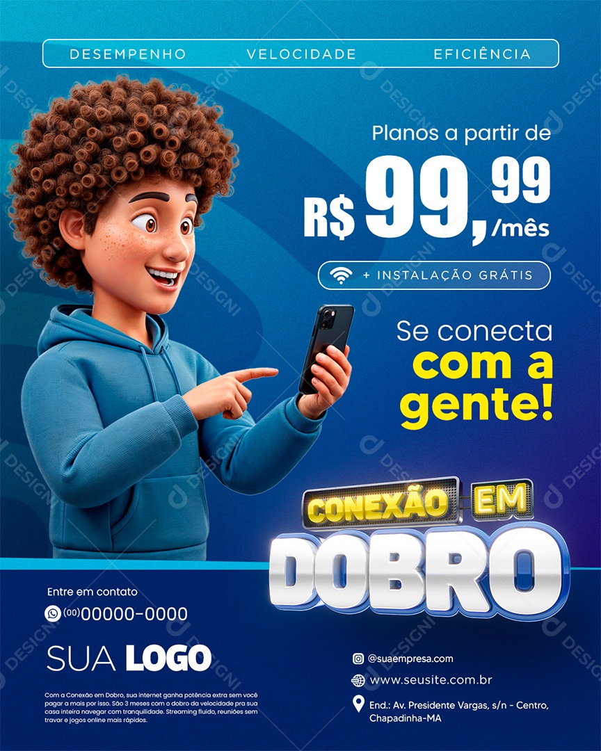 Provedor de Internet Social Media PSD Editável