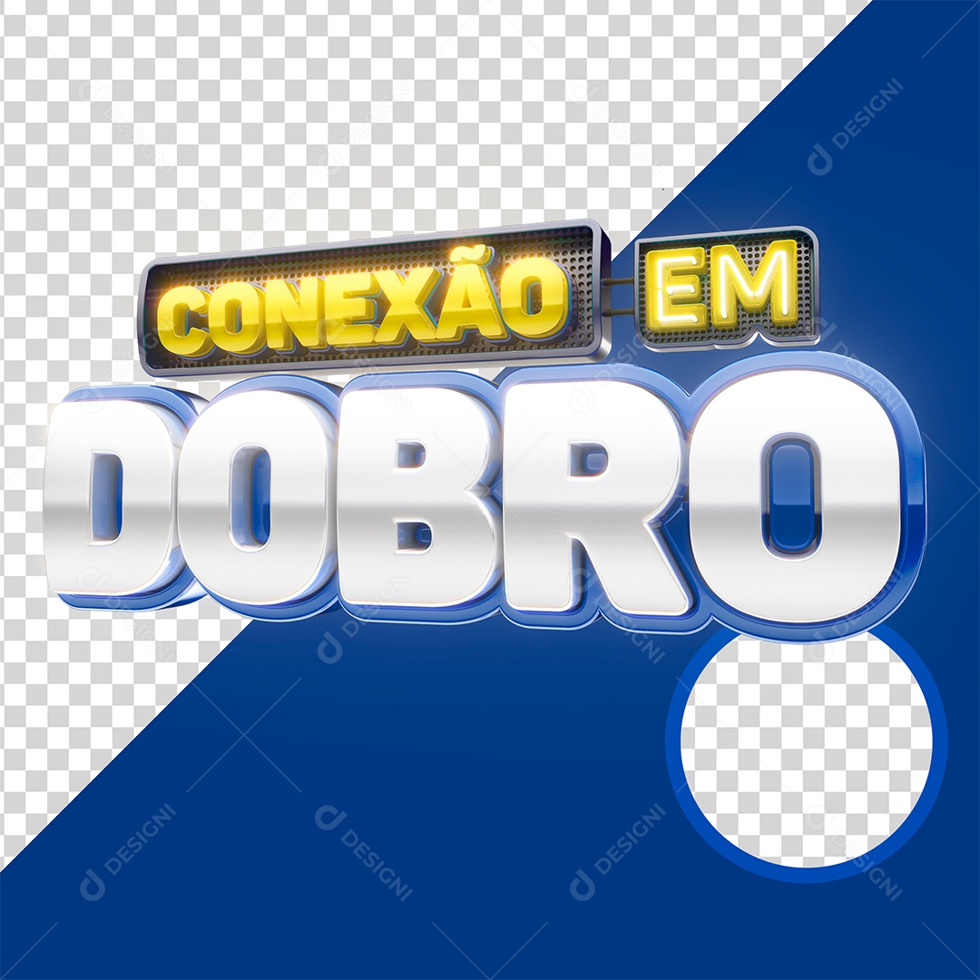 Selo 3D Conexão Em Dobro para Composição PSD
