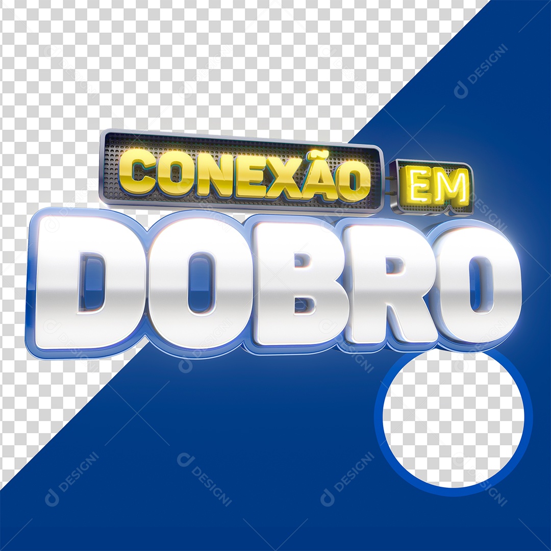 Selo 3D Conexão Em Dobro para Composição PSD