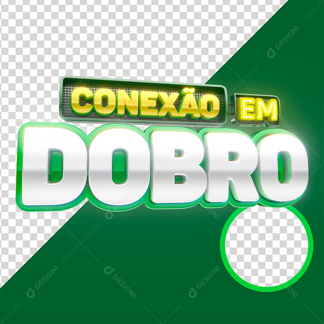 Selo 3D Conexão Em Dobro para Composição PSD