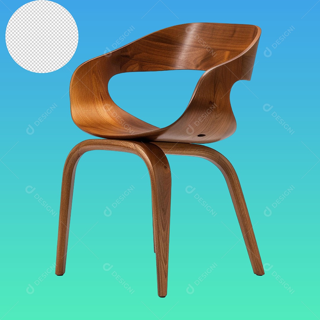 Elemento 3D Cadeira de Madeira Para Composição PSD
