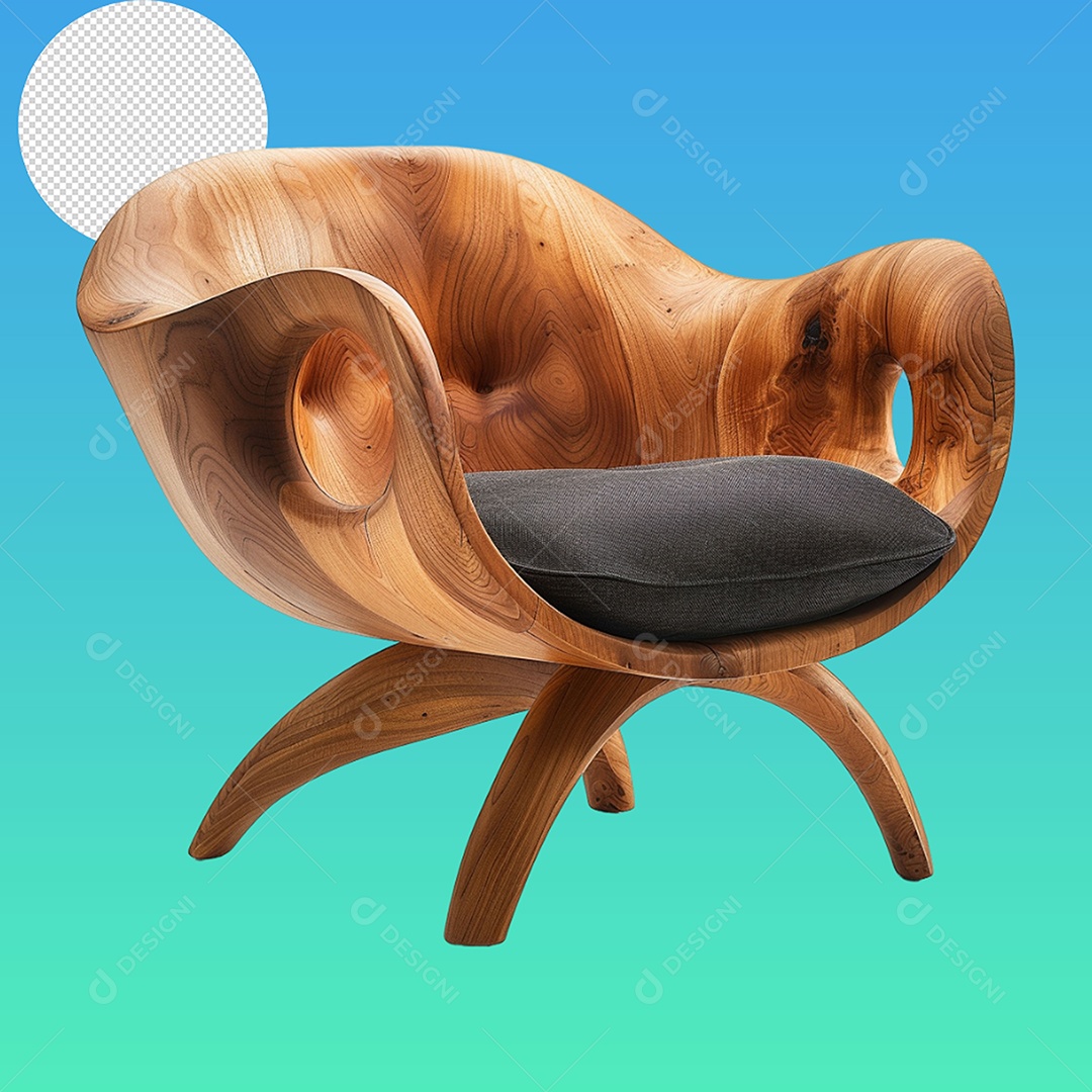 Elemento 3D Cadeira de Madeira Para Composição PSD