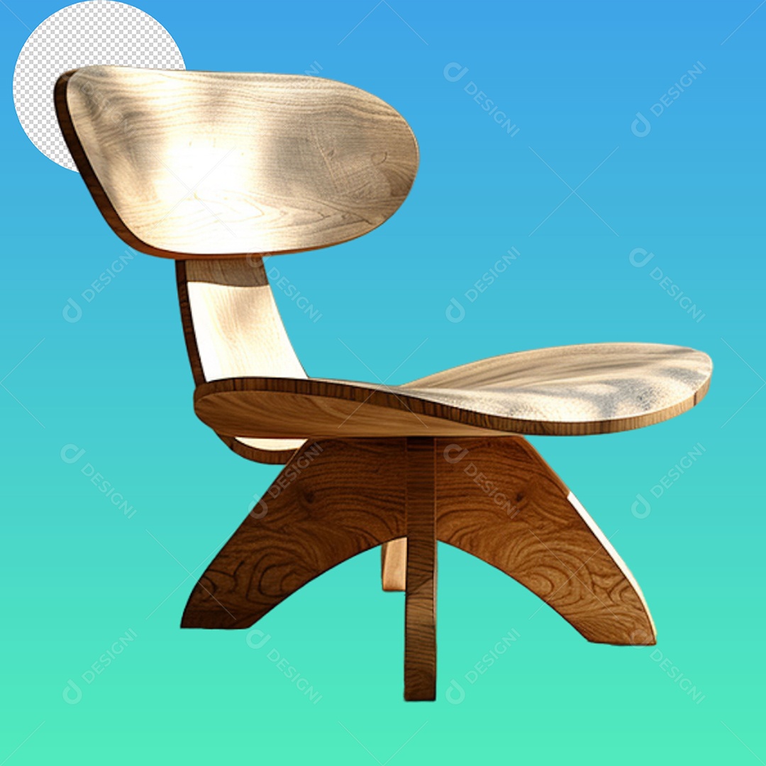 Elemento 3D Cadeira de Madeira Para Composição PSD