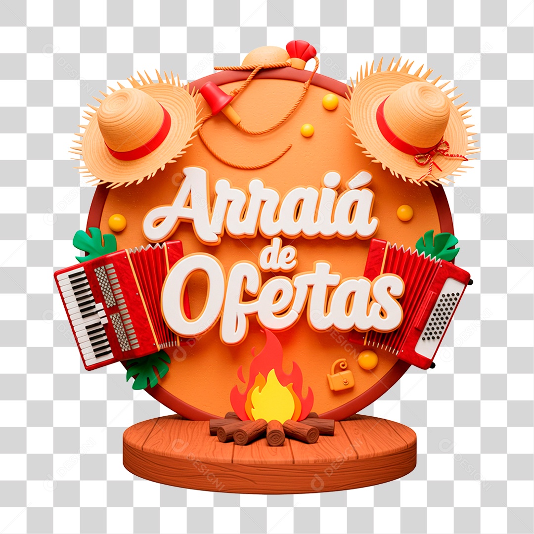 Selo 3D Arraiá de Ofertas PNG Transparente