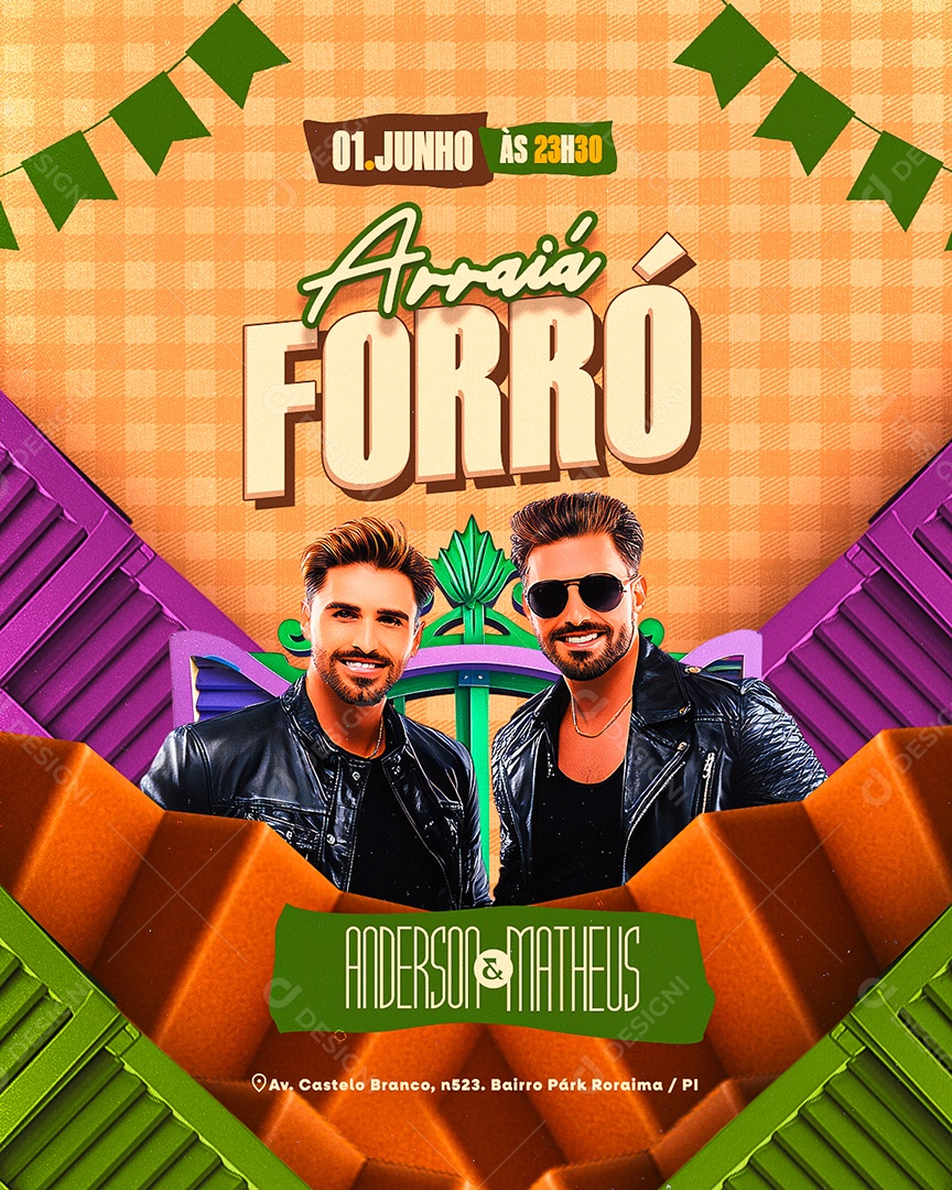 Flyer Arraiá Forró Social Media PSD Editável