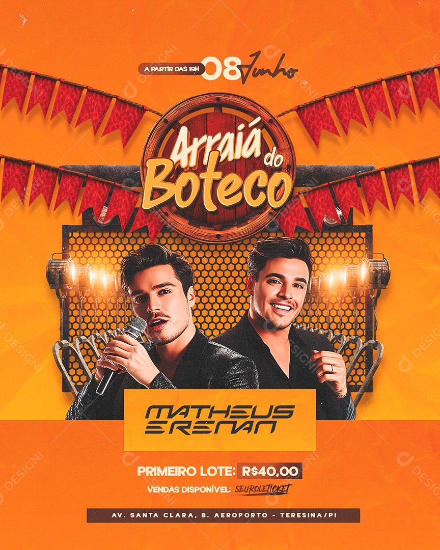 Flyer Arraiá do Boteco Social Media PSD Editável