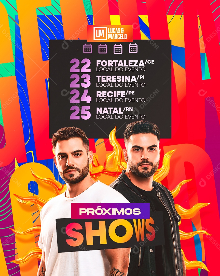 Flyer Próximos Shows Social Media PSD Editável