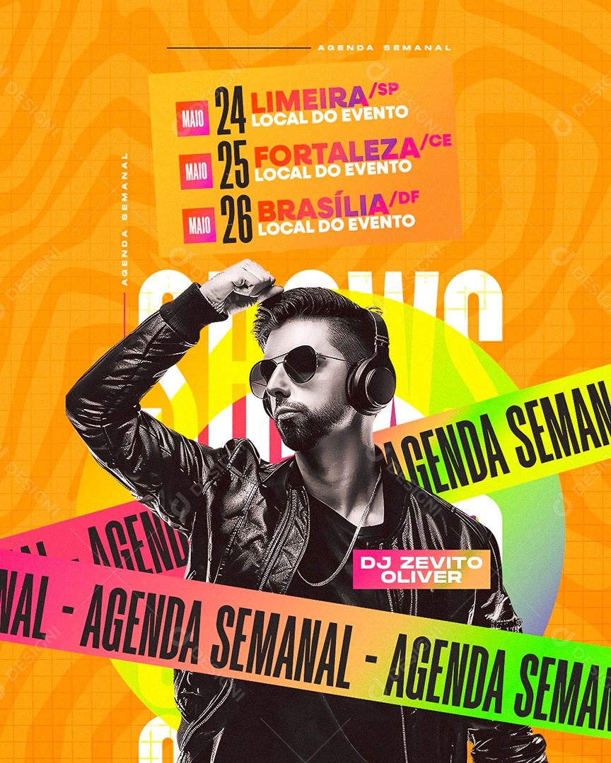 Flyer Próximos Shows Agenda Semanal Social Media PSD Editável