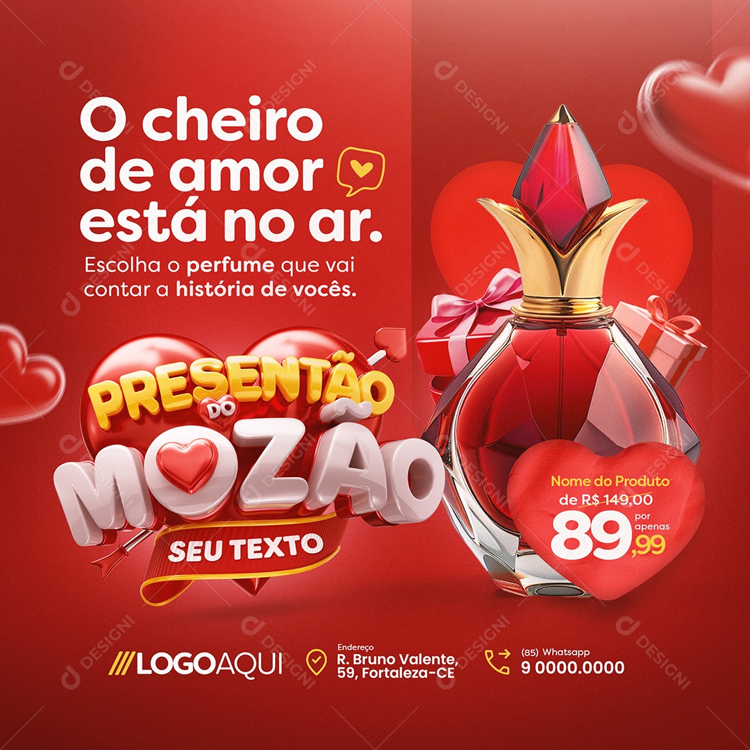 Presentão do Mozão Perfumaria O Cheiro de Amor Está no Ar Social Media PSD Editável