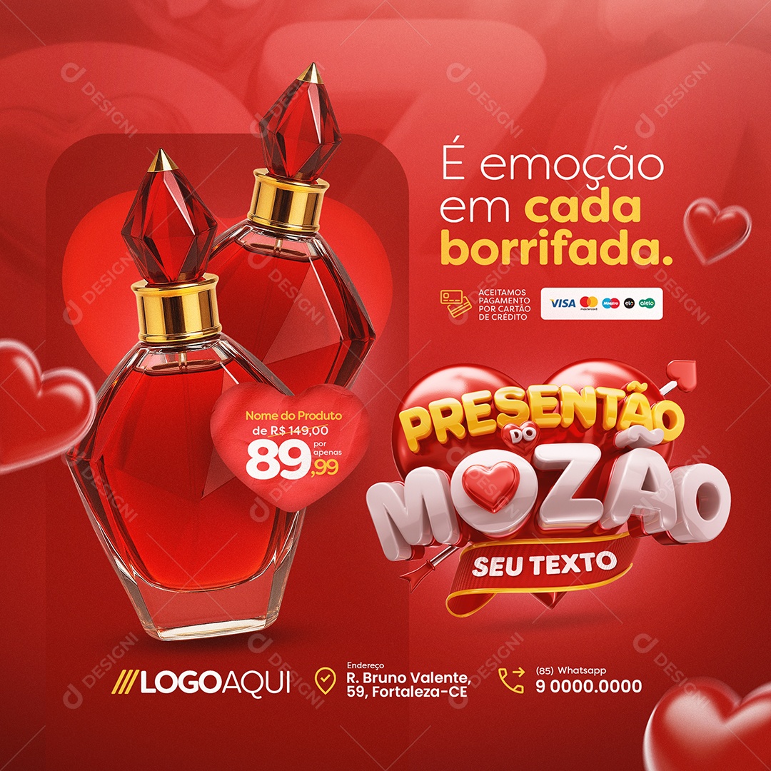 Presentão do Mozão Perfumaria é Emoção em Cada Borrifada Social Media PSD Editável