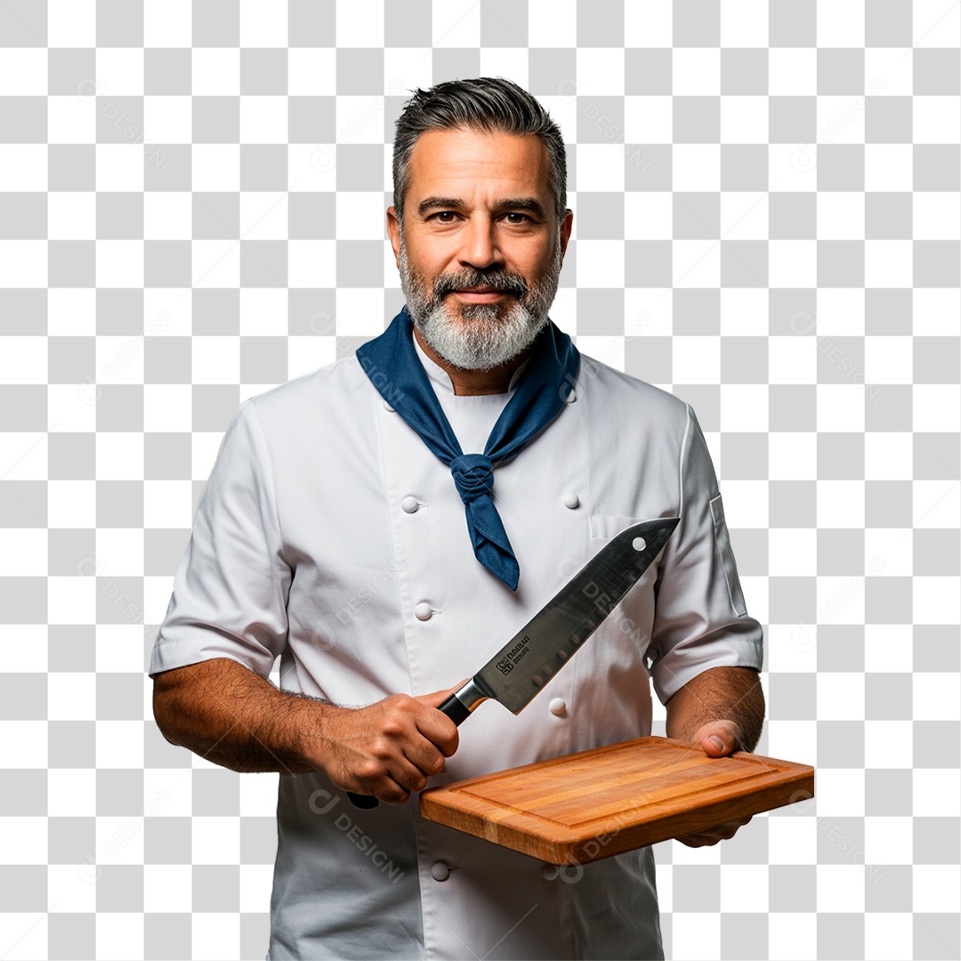Cozinheiro Segurando Tábua PNG Transparente