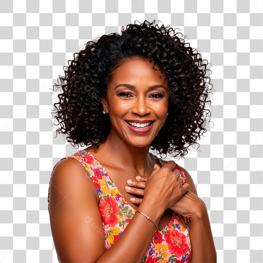 Mulher Negra Sorrindo PNG Transparente