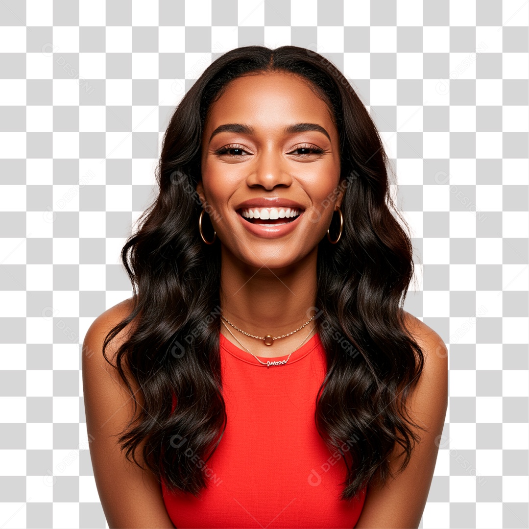 Mulher Negra Sorrindo PNG Transparente