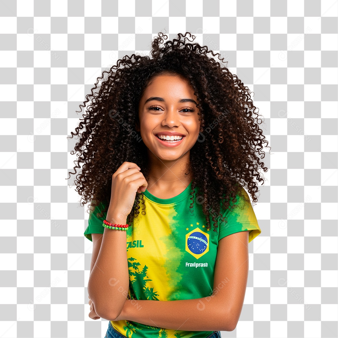 Mulher com Blusa de Time PNG Transparente