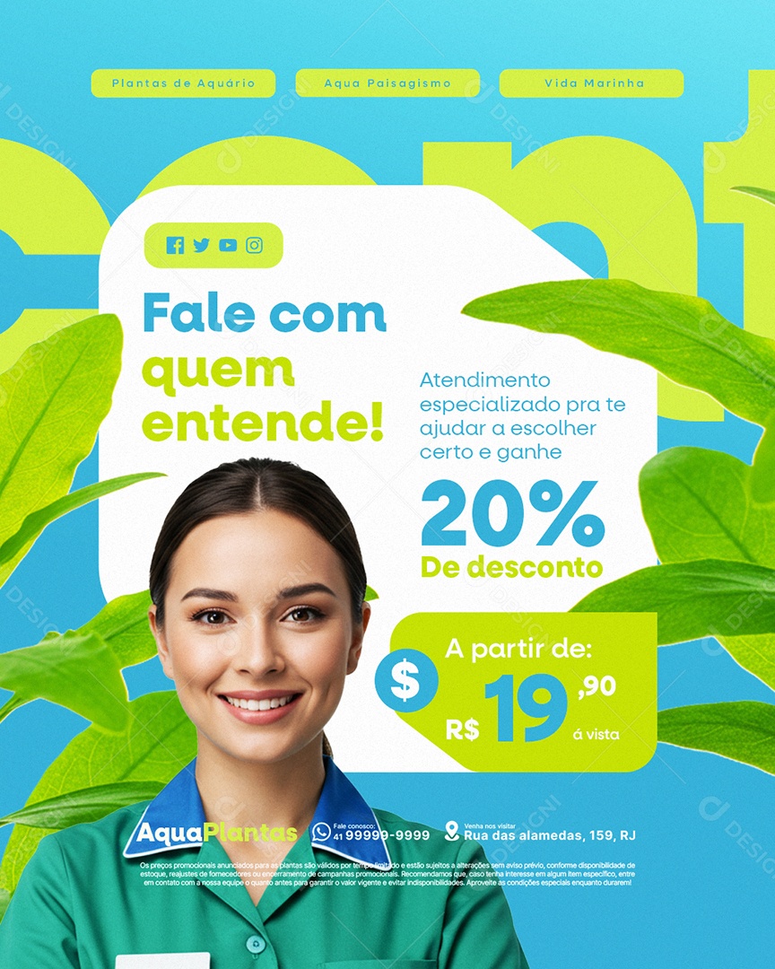 Planta Aquário Fale com Quem Entende Social Media PSD Editável