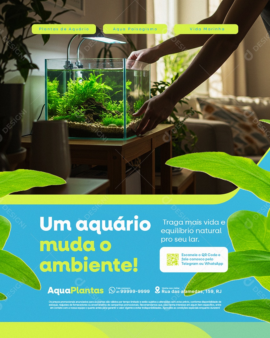 Planta Aquário Muda o Ambiente Social Media PSD Editável