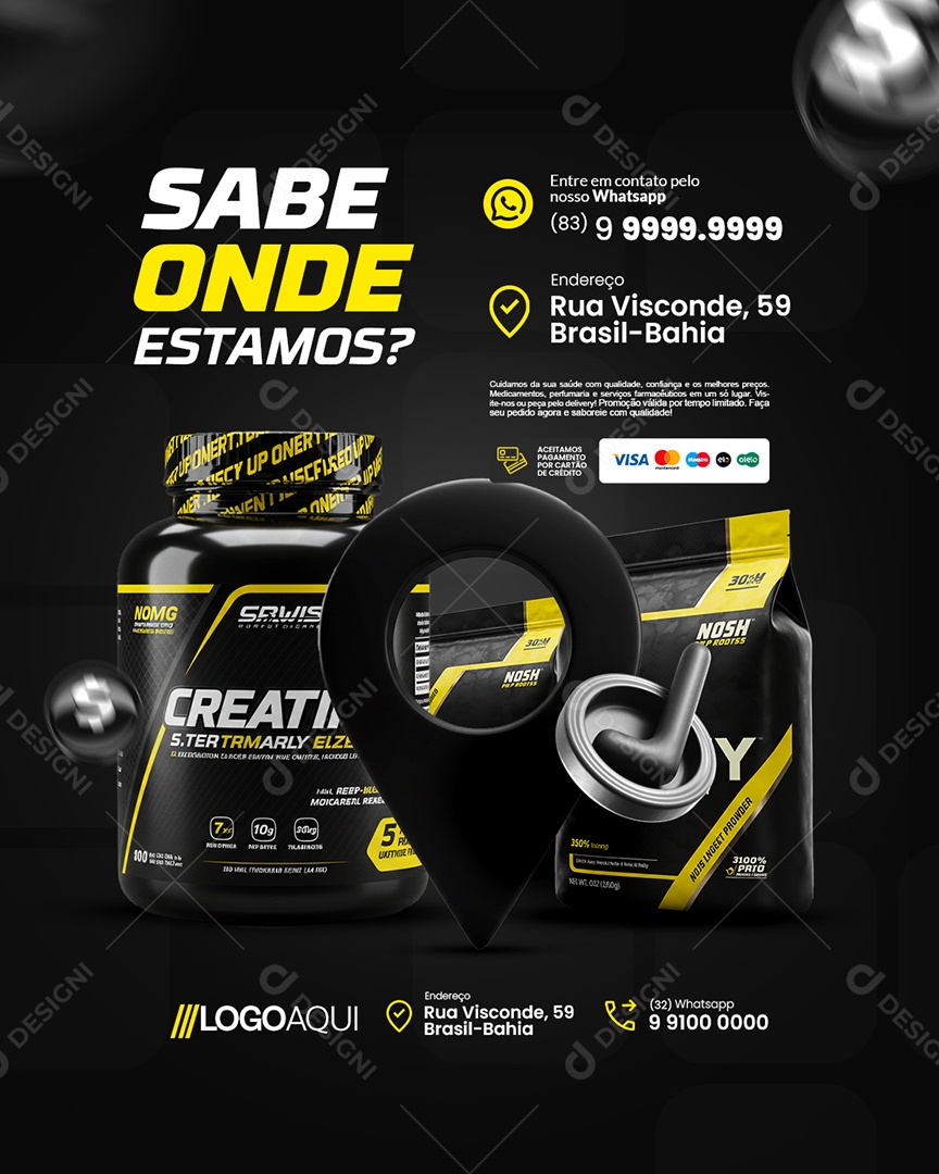 Loja de Suplementos Sabe Onde Estamos Social Media PSD Editável